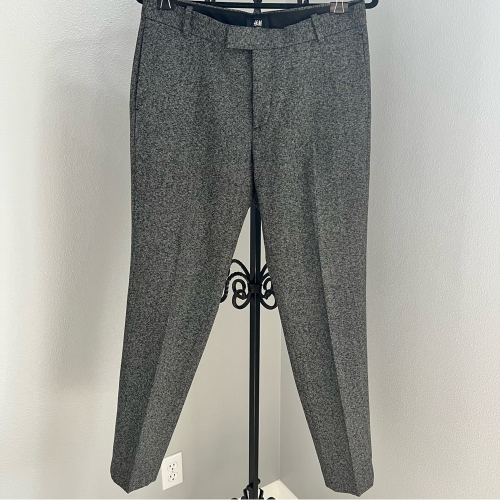 Women’s H&M Slim Fit Dark Gray Melange Wool Blend Trousers Size 33R